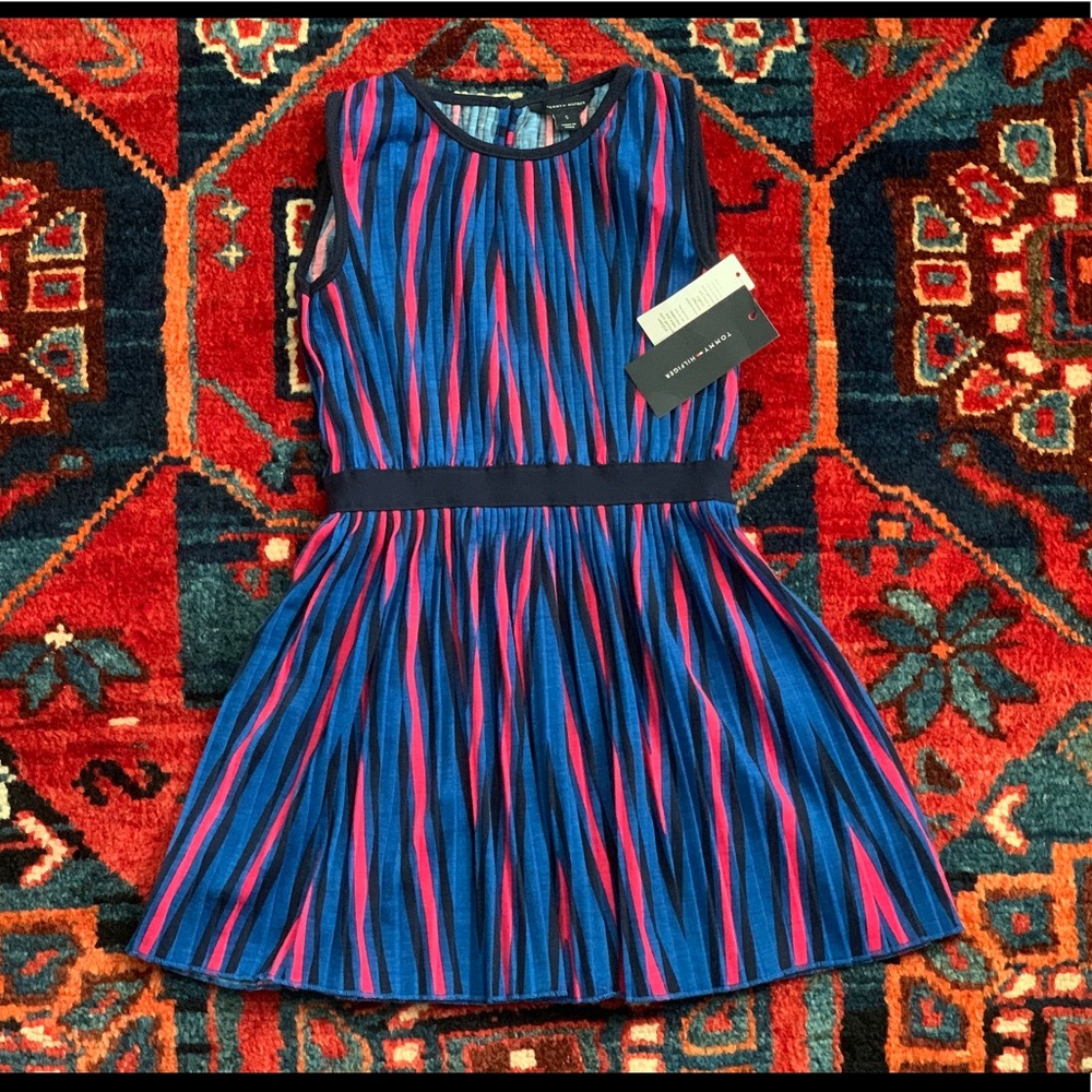 Tommy Hilfiger Olympic Blue Chevron Sleeveless A-line Dress Size: 5 NWT